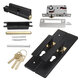 Black Steel Home Door Entry Lever Handle Locks + 3 Keys Set For Indoor Wood Door