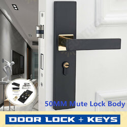 Black Steel Home Door Entry Lever Handle Locks + 3 Keys Set For Indoor Wood Door Black Steel Home Door Entry Lever Handle Locks + 3 Keys Set For Indoor Wood Door