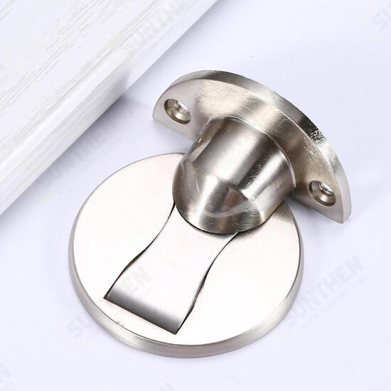 Heavy Duty Zinc Alloy Magnetic Door Stopper Hidden Floor Mount Door Catch Punching Door Holder w/ 3M Sticker