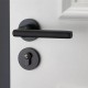 Matte Black Aluminum Door Lock Mechanical Interior Door Handle Cylinder Lock Lever Latch Home Security Mute Locker With Keys New Home Accessories