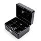 Mini Portable Money Safe Storage Case Black Sturdy Metal With Coin Tray Cash Carry Box