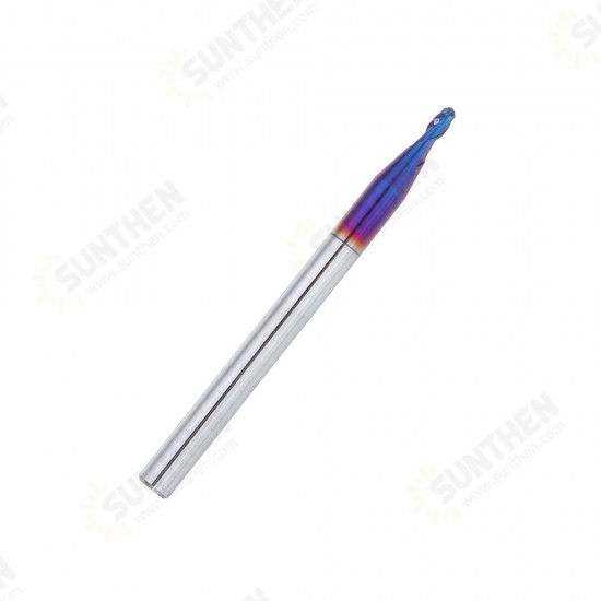 0.5-2mm 2 Flutes Blue Coated Spiral Ball Nose End Mill Tungsten Steel CNC Carbide Milling Cutter