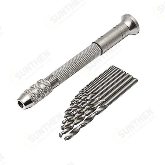 0.5-3.0mm Mini Hand Drill With 10pcs 0.8-3.0mm Twist Drill Bits Set Wood Bodhi Plastic Drilling Kit