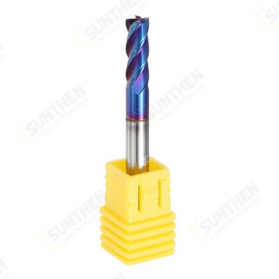 1-10mm 4 Flutes Tungsten Carbide Milling Cutter HRC65 Blue NACO Coated Milling Cutter CNC Tool