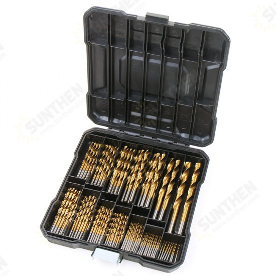 100/130pcs HSS Twist Drill Bit Set Titanium-Coated Drill Bits Woodworking Masonry Drill for Wood Steel