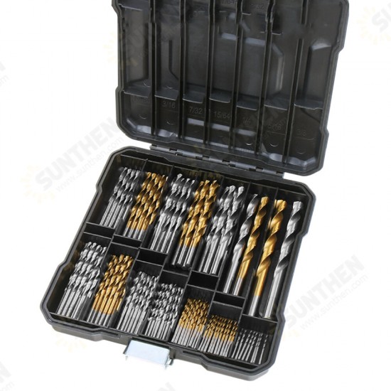 100/130pcs HSS Twist Drill Bit Set Titanium-Coated Drill Bits Woodworking Masonry Drill for Wood Steel