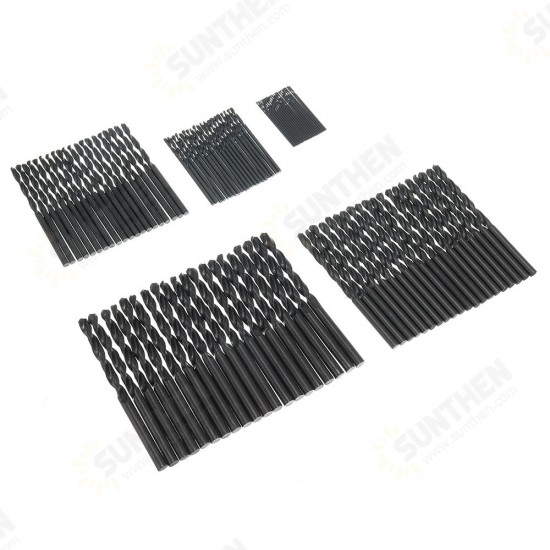 100pcs 1/2/3/4/5mm Twist Drill Bits Set HSS Straight Shank Black Coated Woodworking Drill Bits