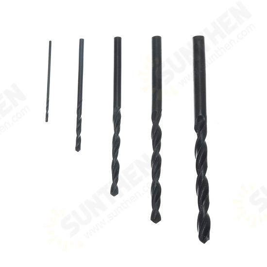 100pcs 1/2/3/4/5mm Twist Drill Bits Set HSS Straight Shank Black Coated Woodworking Drill Bits