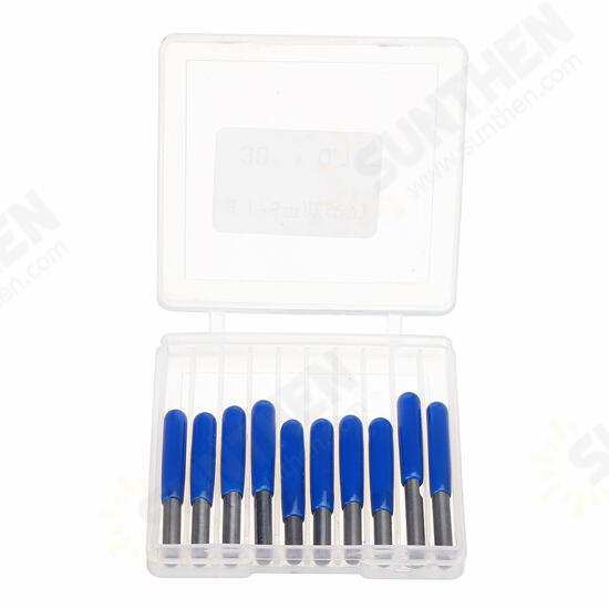 10PCS 0.1mm 30 Degree Engraving Bit V-shape Carbide PCB Board CNC Router Tool