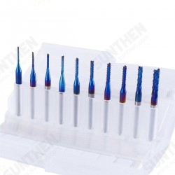 10Pcs 0.8-3mm Blue Nano Coating Engraving Milling Cutter Carbide End Mill CNC Router Bits 1/8 Inch Shank 10Pcs 0.8-3mm Blue Nano Coating Engraving Milling Cutter Carbide End Mill CNC Router Bits 1/8 Inch Shank