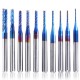 10Pcs 0.8-3mm Blue Nano Coating Engraving Milling Cutter Carbide End Mill CNC Router Bits 1/8 Inch Shank