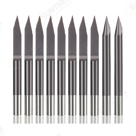 10Pcs 3.175mm Shank 30 Degree 0.1/0.2mm Tip V-shaped Engraving Drill Bit for Engraver CNC Router