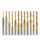 10Pcs 3.175mm Shank Titanium Coated Ball Nose End Mill Carbide Milling Cutter Spiral CNC Router Bit Engraving Bit