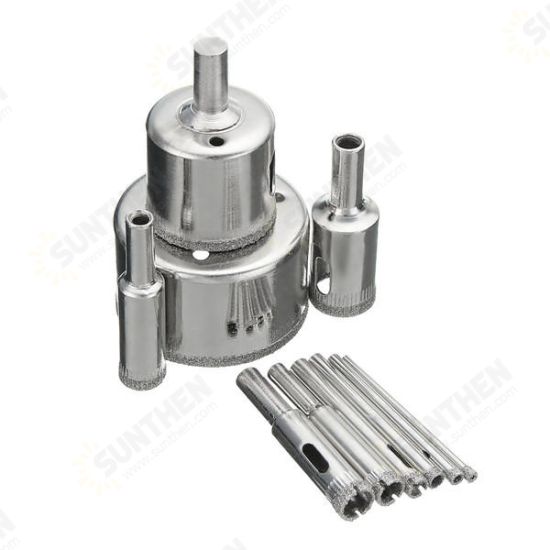 10Pcs Diamond Coated Drill Bits 3-50mm Hole Saw Cutter Set for Glass Marble Granite 10Pcs Diamond Coated Drill Bits 3-50mm Hole Saw Cutter Set for Glass Marble Granite