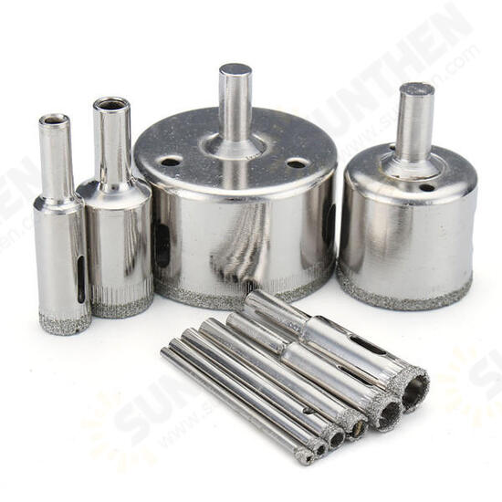 10Pcs Diamond Coated Drill Bits 3-50mm Hole Saw Cutter Set for Glass Marble Granite