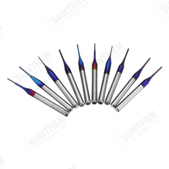10pcs 0.6-1.0mm Blue NACO Coated PCB Bits Carbide Engraving Milling Cutter For CNC Tool Rotary Burrs 10pcs 0.6-1.0mm Blue NACO Coated PCB Bits Carbide Engraving Milling Cutter For CNC Tool Rotary Burrs