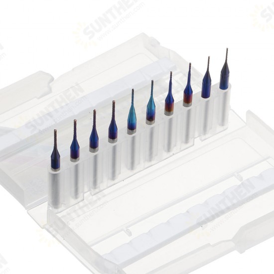 10pcs 0.6-1.0mm Blue NACO Coated PCB Bits Carbide Engraving Milling Cutter For CNC Tool Rotary Burrs 10pcs 0.6-1.0mm Blue NACO Coated PCB Bits Carbide Engraving Milling Cutter For CNC Tool Rotary Burrs