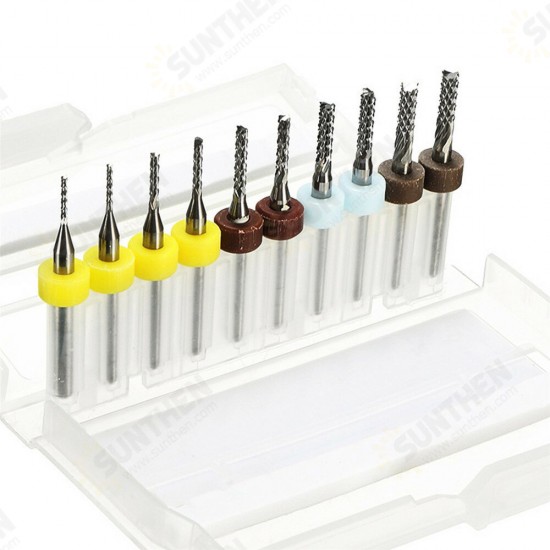 10pcs 1/1.5/2/2.5/3mm Carbide End Mill Cutter PCB Drill Bit 10pcs 1/1.5/2/2.5/3mm Carbide End Mill Cutter PCB Drill Bit