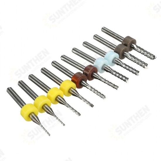 10pcs 1/1.5/2/2.5/3mm Carbide End Mill Cutter PCB Drill Bit