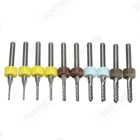 10pcs 1/1.5/2/2.5/3mm Carbide End Mill Cutter PCB Drill Bit