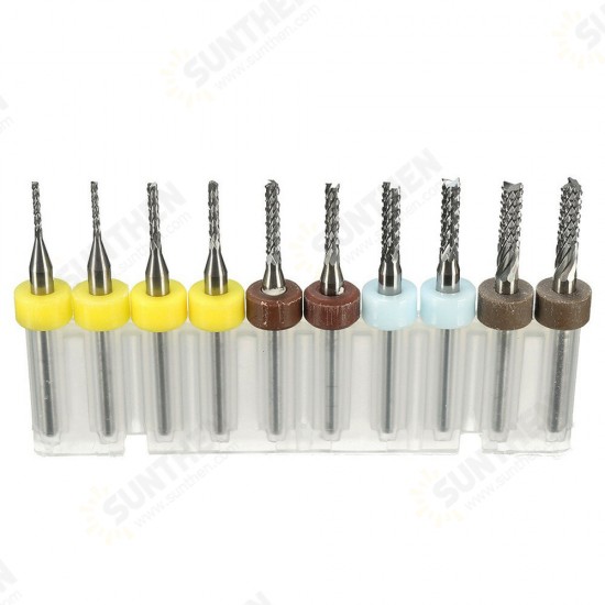 10pcs 1/1.5/2/2.5/3mm Carbide End Mill Cutter PCB Drill Bit