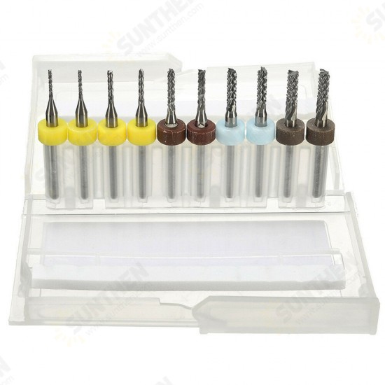 10pcs 1/1.5/2/2.5/3mm Carbide End Mill Cutter PCB Drill Bit