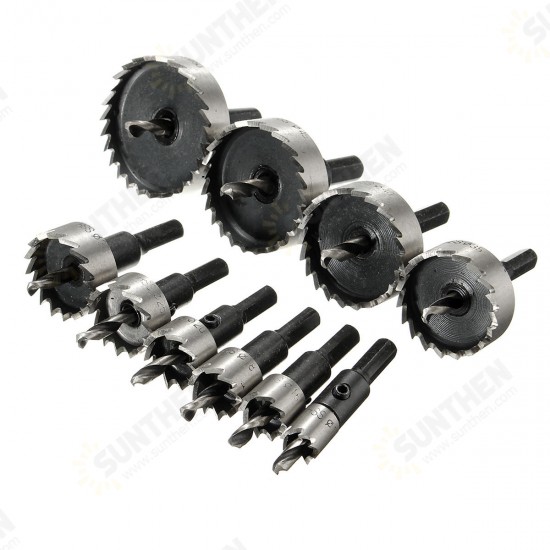 10pcs 12/16/18/20/25/30/35/40/45/50mm HSS Hole Saw Cutter Set 12-50mm Metal Wood Alloy Drill Bit 10pcs 12/16/18/20/25/30/35/40/45/50mm HSS Hole Saw Cutter Set 12-50mm Metal Wood Alloy Drill Bit
