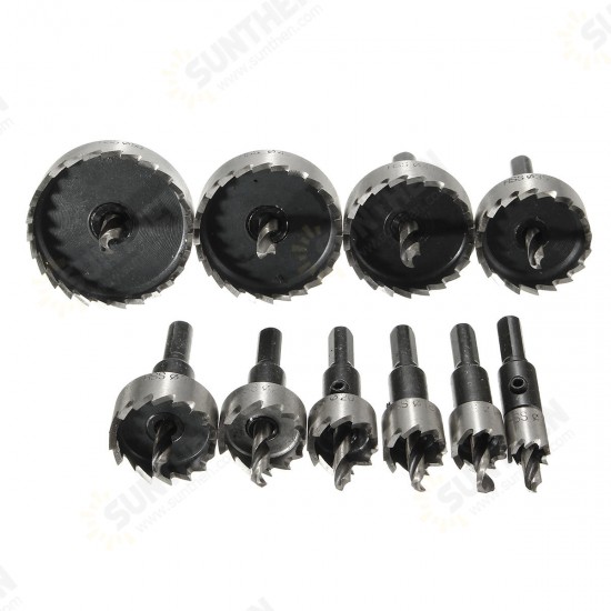 10pcs 12/16/18/20/25/30/35/40/45/50mm HSS Hole Saw Cutter Set 12-50mm Metal Wood Alloy Drill Bit 10pcs 12/16/18/20/25/30/35/40/45/50mm HSS Hole Saw Cutter Set 12-50mm Metal Wood Alloy Drill Bit