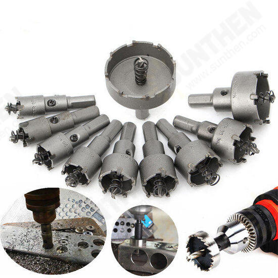 10pcs 16mm-50mm Steel Carbide Tipped Drill Bit Hole Saw Cutter