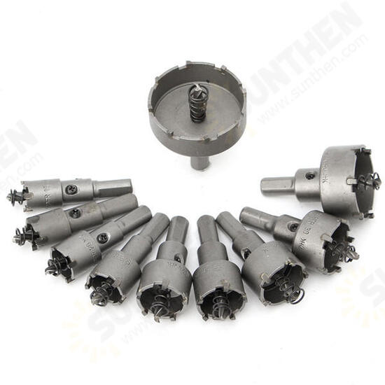 10pcs 16mm-50mm Steel Carbide Tipped Drill Bit Hole Saw Cutter