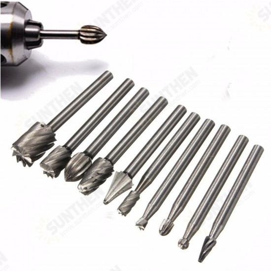 10pcs 1/8 Inch Shank Milling Rotary File Burrs Bit Set Wood Carving Rasps Router Bits Grinding Head 10pcs 1/8 Inch Shank Milling Rotary File Burrs Bit Set Wood Carving Rasps Router Bits Grinding Head
