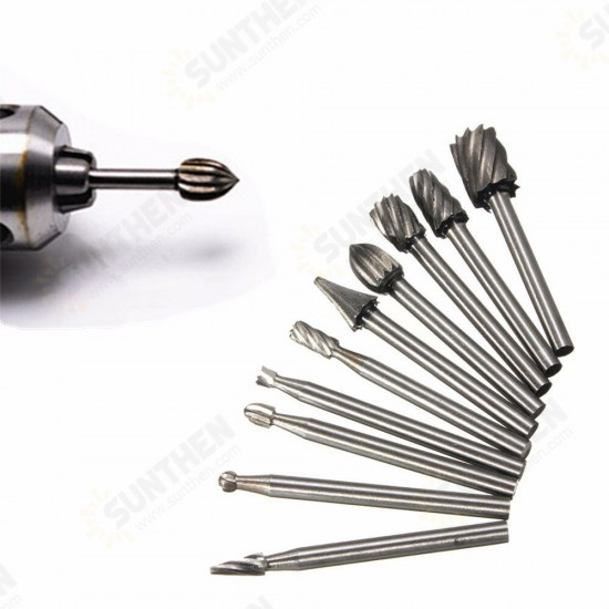 10pcs 1/8 Inch Shank Milling Rotary File Burrs Bit Set Wood Carving Rasps Router Bits Grinding Head 10pcs 1/8 Inch Shank Milling Rotary File Burrs Bit Set Wood Carving Rasps Router Bits Grinding Head