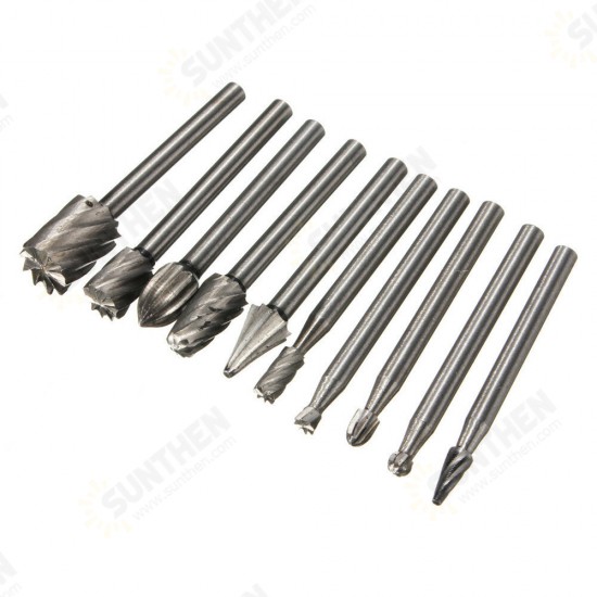 10pcs 1/8 Inch Shank Milling Rotary File Burrs Bit Set Wood Carving Rasps Router Bits Grinding Head 10pcs 1/8 Inch Shank Milling Rotary File Burrs Bit Set Wood Carving Rasps Router Bits Grinding Head