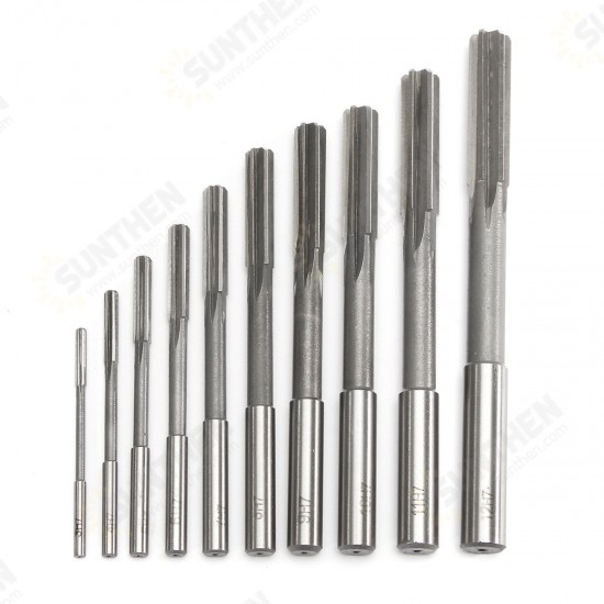 10pcs 3-12mm HSS Machine Reamer Set H7 Straight Shank Milling Chucking Reamer