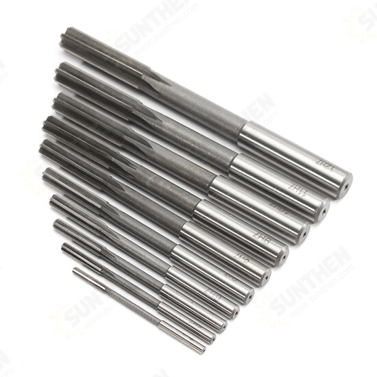 10pcs 3-12mm HSS Machine Reamer Set H7 Straight Shank Milling Chucking Reamer