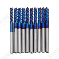 10pcs 3.175mm Blue NACO Coated PCB Bits Carbide Engraving Milling Cutter For CNC Tool Rotary Burrs