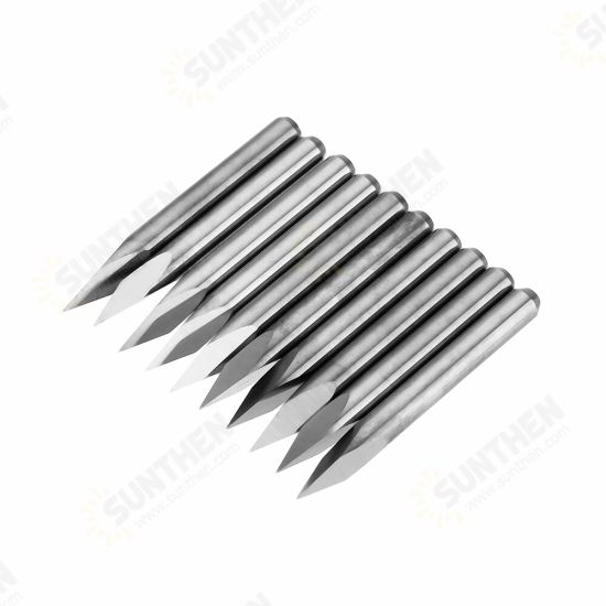 10pcs 3.175mm Shank 10 Degree 0.1/0.2/0.3mm Tip Tungsten Steel Engraving Bit CNC Tool