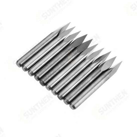 10pcs 3.175mm Shank 10 Degree 0.1/0.2/0.3mm Tip Tungsten Steel Engraving Bit CNC Tool