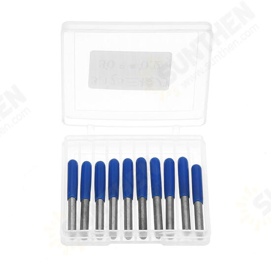 10pcs 3.175mm Shank 10 Degree 0.1/0.2/0.3mm Tip Tungsten Steel Engraving Bit CNC Tool