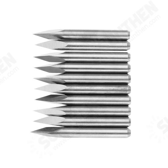 10pcs 3.175mm Shank 45 Degree 0.1/0.2/0.3mm Tip Tungsten Steel Engraving Bit CNC Tool