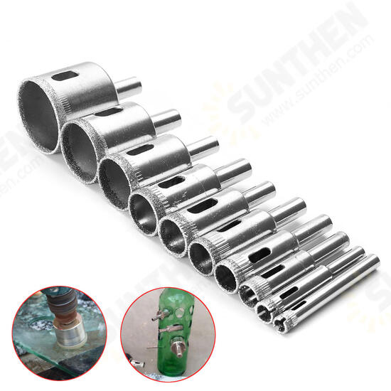 10pcs 6mm-32mm Diamond Hole Saw Set Tile Ceramic Glass Porcelain Marble Hole Saw Cutter