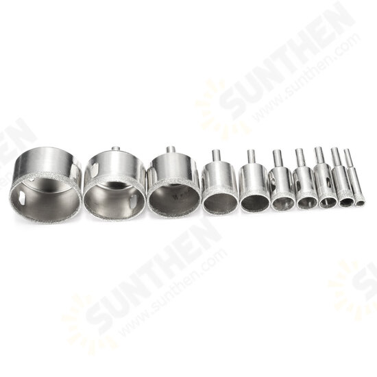 10pcs Diamond Hole Saw Set Tile Ceramic Glass Porcelain Marble 8mm-50mm Hole Saw Drill Bit