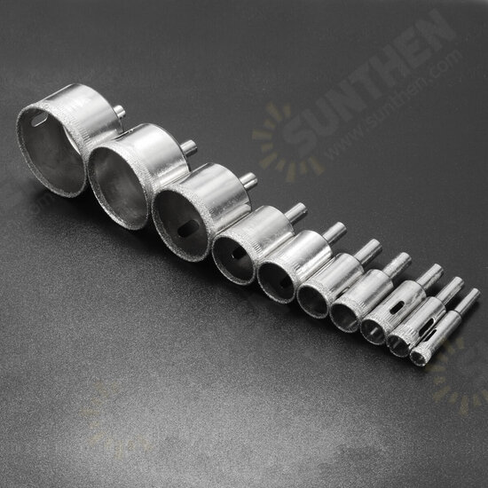 10pcs Diamond Hole Saw Set Tile Ceramic Glass Porcelain Marble 8mm-50mm Hole Saw Drill Bit