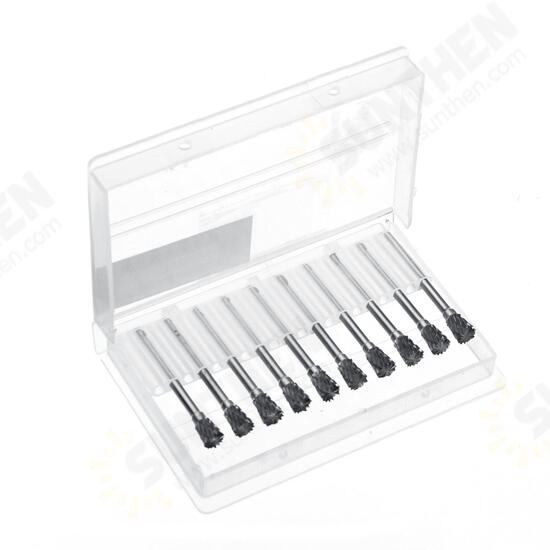 10pcs Double-striped Tungsten Steel Solid Carbide Burrs Rotary File Tools Drill Bits Kit