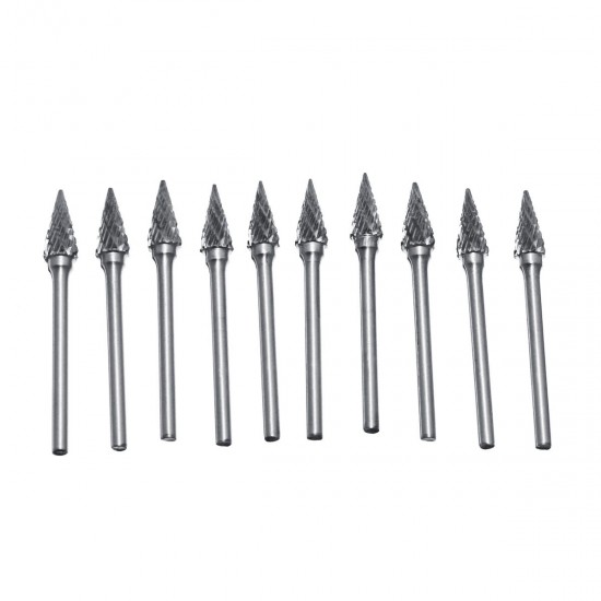 10pcs Double-striped Tungsten Steel Solid Carbide Burrs Rotary File Tools Drill Bits Kit
