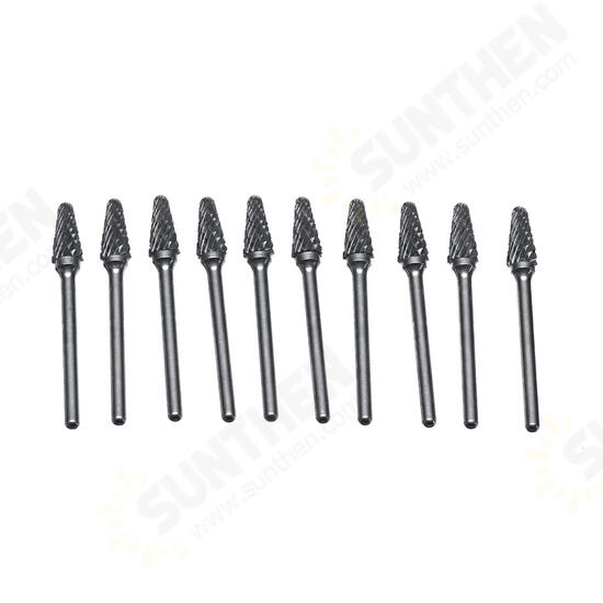 10pcs Double-striped Tungsten Steel Solid Carbide Burrs Rotary File Tools Drill Bits Kit