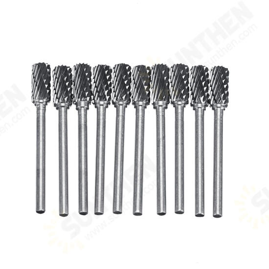 10pcs Double-striped Tungsten Steel Solid Carbide Burrs Rotary File Tools Drill Bits Kit