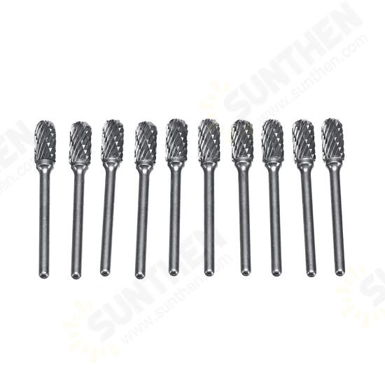 10pcs Double-striped Tungsten Steel Solid Carbide Burrs Rotary File Tools Drill Bits Kit