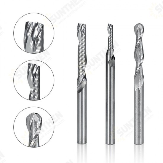 12 Pcs Carbide End Mill Cutter 1/8inch Cnc Router Bits Double Flute Tools 1 Flute Single Edged Milling Cutter