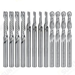 12 Pcs Carbide End Mill Cutter 1/8inch Cnc Router Bits Double Flute Tools 1 Flute Single Edged Milling Cutter